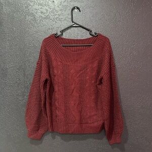 FULL CIRCLE TRENDS Burgundy Puff Sleeve Sweater Size XL
